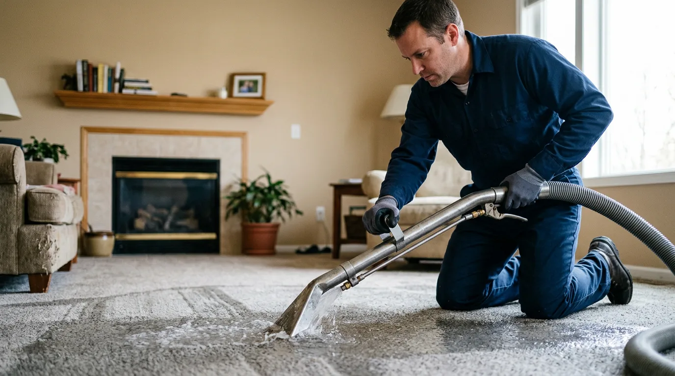 Water damage restoration technician working near Bluff City, KS